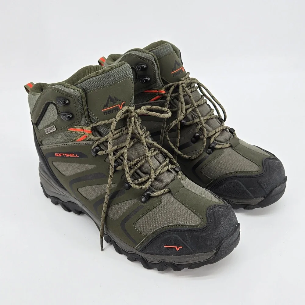 Nortiv 8 Softshell Waterproof Mid Hiking Boots Army Green Mens Size 10.5